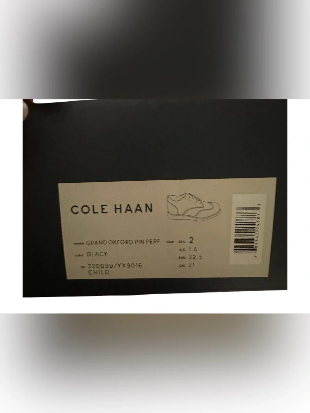 Cole Haan Grand Oxford Pinstripe Dress Shoes Black, Big Kid Size 2